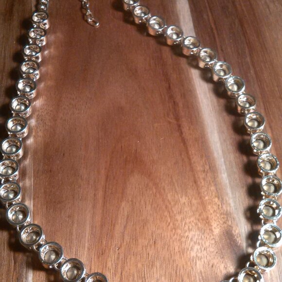 Champagne Color Austrian Crystal Goldtone Tennis Necklace - Picture 7 of 15